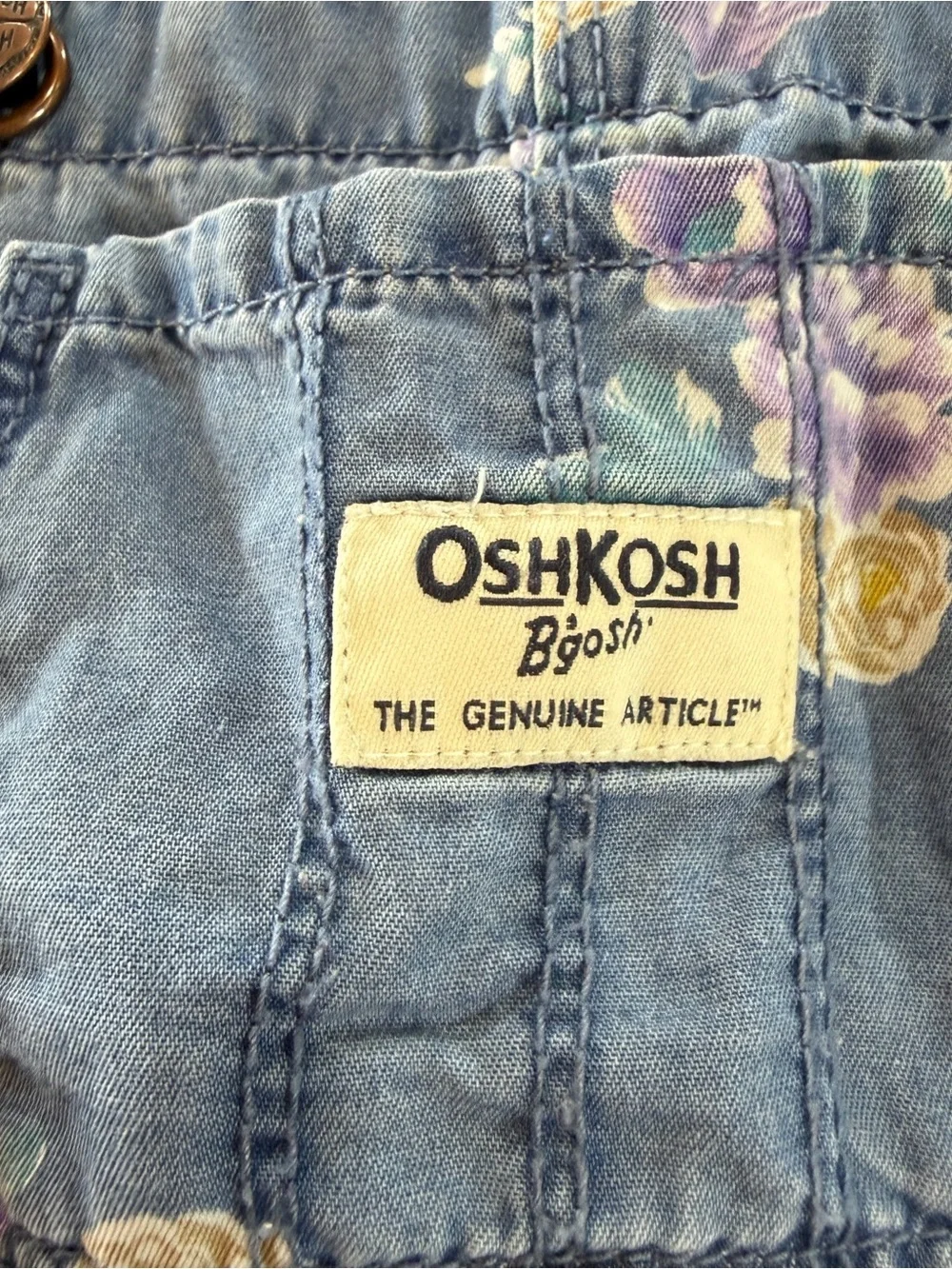 OshKosh B'gosh Girls' Blue Floral Denim Overall Dress Sz 2T